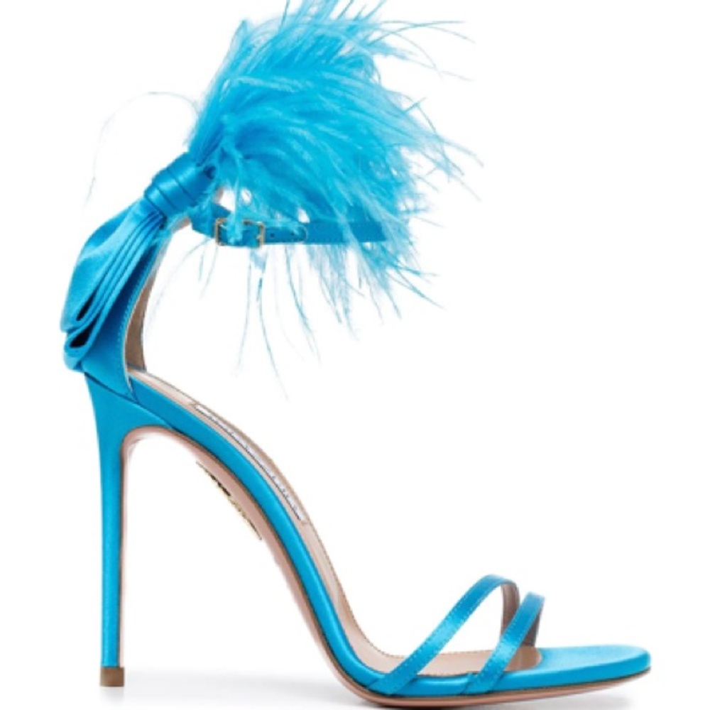 Aquazzura Concerto Feather Embellished 105 Sandal - 36.0